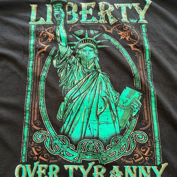Liberty Over Tyranny Statue of Liberty Graphic T-shirt Black 3XL Vintage Street - Picture 2 of 8